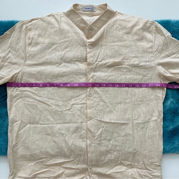 Men’s Short Sleeve Mandarin Collar Shirt Size L - Picture 7 of 11